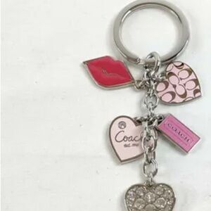 Coach Red and Pink Charm Keychain